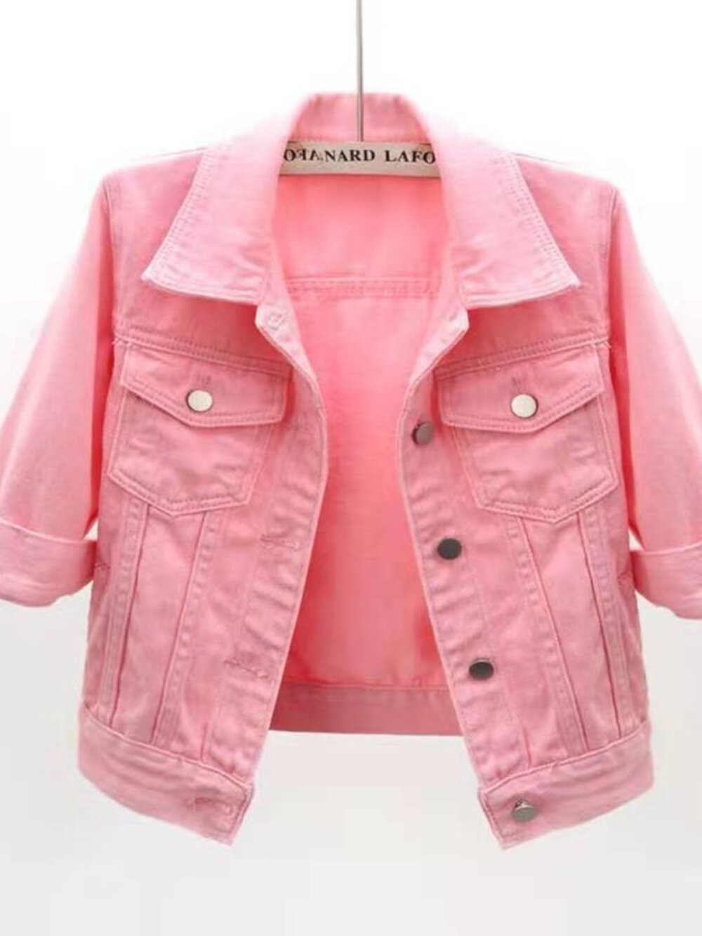 Pink Cropped Denim Jacket - Picture 3 of 8